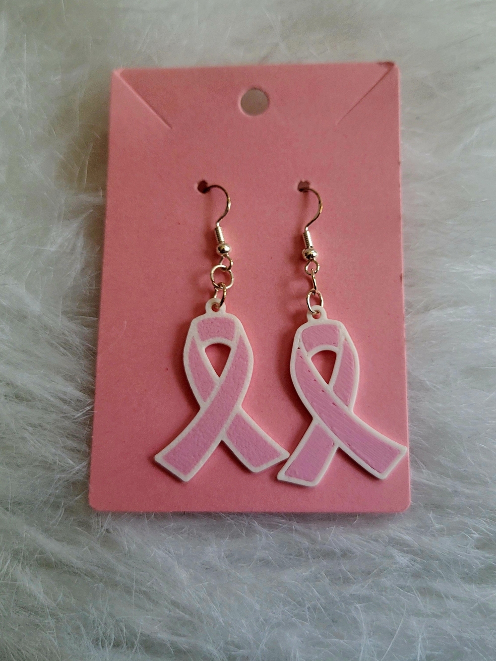 Pink Ribbon Drop Earrings - Women Jewelry